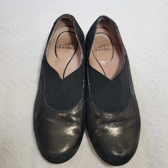 Dansko Womens Ann Pewter‎ Metallic Leather Loafers Slip On Shoes Size 38 7.5-8 - Picture 2 of 11